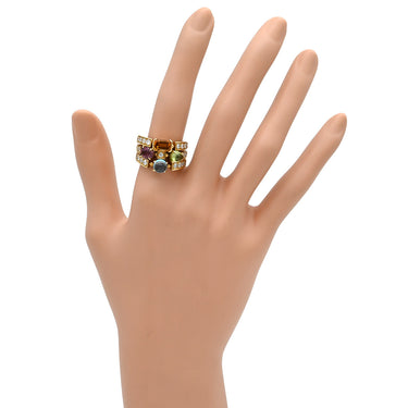 ブルガリ BVLGARI アレグラリング イエローゴールドXマルチカラー K18YG ブルートパーズ ピンクトルマリン ペリドット シトリンクォーツ ダイヤモンド リング 指輪 K18YG 18K 750 18金 12.5号