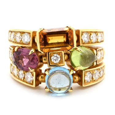 ブルガリ BVLGARI アレグラリング イエローゴールドXマルチカラー K18YG ブルートパーズ ピンクトルマリン ペリドット シトリンクォーツ ダイヤモンド リング 指輪 K18YG 18K 750 18金 12.5号