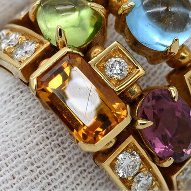 ブルガリ BVLGARI アレグラリング イエローゴールドXマルチカラー K18YG ブルートパーズ ピンクトルマリン ペリドット シトリンクォーツ ダイヤモンド リング 指輪 K18YG 18K 750 18金 12.5号