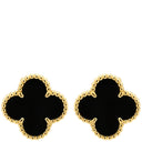 ヴァンクリーフアーペル Van Cleef & Arpels ヴィンテージ アルハンブラ VCARA44200 ブラック×イエローゴールド K18YG オニキス ピアス Au 750YG 黒 18K 花