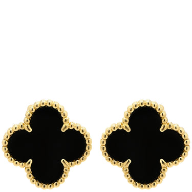 ヴァンクリーフアーペル Van Cleef & Arpels ヴィンテージ アルハンブラ VCARA44200 ブラック×イエローゴールド K18YG オニキス ピアス Au 750YG 黒 18K 花