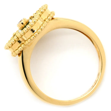 ヴァンクリーフアーペル Van Cleef & Arpels ヴィンテージ アルハンブラ VCARO3QM55 グリーンXイエローゴールド K18YG ダイヤモンド マラカイト #55(JP15) リング 指輪 Au750 18金 ダイヤ1P 14.5号