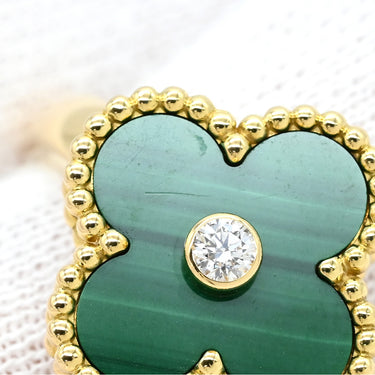 ヴァンクリーフアーペル Van Cleef & Arpels ヴィンテージ アルハンブラ VCARO3QM55 グリーンXイエローゴールド K18YG ダイヤモンド マラカイト #55(JP15) リング 指輪 Au750 18金 ダイヤ1P 14.5号