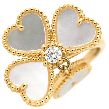 ヴァンクリーフアーペル Van Cleef & Arpels スウィート ハート VCARN5P348 白×イエローゴールド K18YG ダイヤモンド ホワイトマザーオブパール #48(JP8) リング 指輪 750 18金 ダイヤ1P シェル 8号