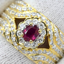 ノンブランド NON BRAND ルビー ダイヤリング イエローゴールド K18YG ルビー ダイヤモンド リング 指輪 レッド 赤 12号