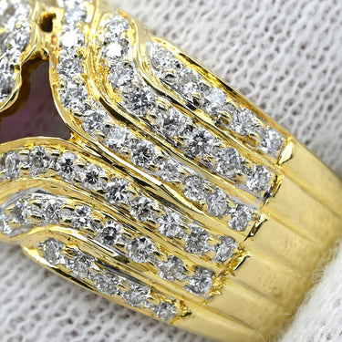 ノンブランド NON BRAND ルビー ダイヤリング イエローゴールド K18YG ルビー ダイヤモンド リング 指輪 レッド 赤 12号