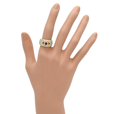 ノンブランド NON BRAND ルビー ダイヤリング イエローゴールド K18YG ルビー ダイヤモンド リング 指輪 レッド 赤 12号