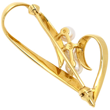 ミキモト MIKIMOTO パールブローチ イエローゴールド K18YG パール ブローチ 18K 18金 750 ハート イエローゴールド
