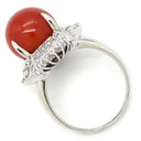 ノンブランド NON BRAND 珊瑚 ダイヤリング プラチナシルバー Pt900 珊瑚 リング 指輪 赤 サンゴ 14号