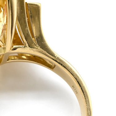 ノンブランド NON BRAND トルマリン シトリン ダイヤリング イエローゴールド K18YG トルマリン シトリン リング 指輪 赤 黄 スクエア 20号