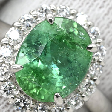 ノンブランド NON BRAND トルマリン2.43ct ダイヤモンド プラチナシルバー Pt900 トルマリン ダイヤモンド リング 指輪 薄緑 オーバルモディファイト ブリリアントカット 1石 14号