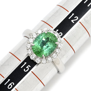 ノンブランド NON BRAND トルマリン2.43ct ダイヤモンド プラチナシルバー Pt900 トルマリン ダイヤモンド リング 指輪 薄緑 オーバルモディファイト ブリリアントカット 1石 14号