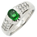 ノンブランド NON BRAND ガーネット 0.80ct ダイヤリング プラチナシルバー Pt900 ガーネット ダイヤモンド リング 指輪 緑 グリーン プラチナ900 グリーングロシュラーガーネット 15号