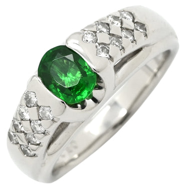 ノンブランド NON BRAND ガーネット 0.80ct ダイヤリング プラチナシルバー Pt900 ガーネット ダイヤモンド リング 指輪 緑 グリーン プラチナ900 グリーングロシュラーガーネット 15号