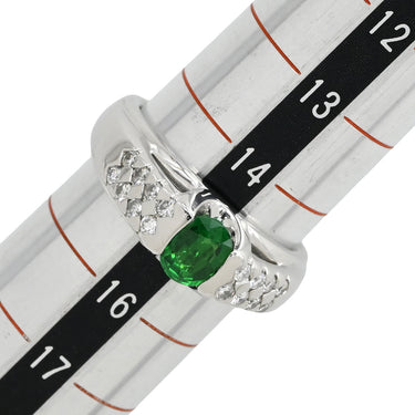 ノンブランド NON BRAND ガーネット 0.80ct ダイヤリング プラチナシルバー Pt900 ガーネット ダイヤモンド リング 指輪 緑 グリーン プラチナ900 グリーングロシュラーガーネット 15号