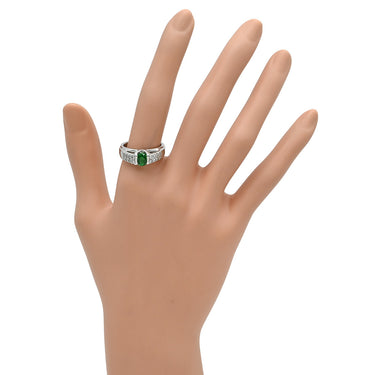 ノンブランド NON BRAND ガーネット 0.80ct ダイヤリング プラチナシルバー Pt900 ガーネット ダイヤモンド リング 指輪 緑 グリーン プラチナ900 グリーングロシュラーガーネット 15号