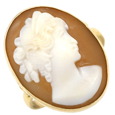 ノンブランド NON BRAND カメオリング イエローゴールド K14YG シェル リング 指輪 シェル 彫刻 585 10号