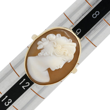 ノンブランド NON BRAND カメオリング イエローゴールド K14YG シェル リング 指輪 シェル 彫刻 585 10号