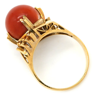 ノンブランド NON BRAND 珊瑚リング イエローゴールド K18YG 珊瑚 リング 指輪 サンゴ 11.5号