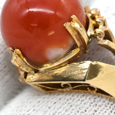 ノンブランド NON BRAND 珊瑚リング イエローゴールド K18YG 珊瑚 リング 指輪 サンゴ 11.5号