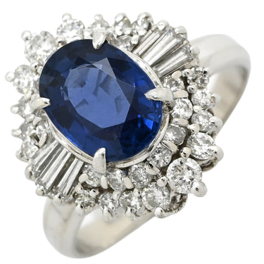 ノンブランド NON BRAND ブルーサファイア ダイヤリング プラチナシルバー Pt900 サファイア ダイヤモンド リング 指輪 青 14号