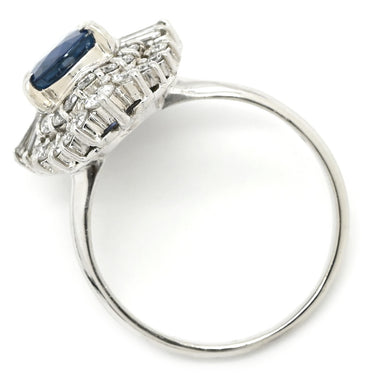 ノンブランド NON BRAND ブルーサファイア ダイヤリング プラチナシルバー Pt900 サファイア ダイヤモンド リング 指輪 青 14号