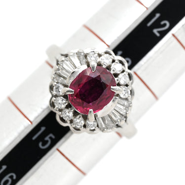 ノンブランド NON BRAND ルビー ダイヤリング プラチナシルバー Pt900 ルビー ダイヤモンド リング 指輪 レッド 赤 14号