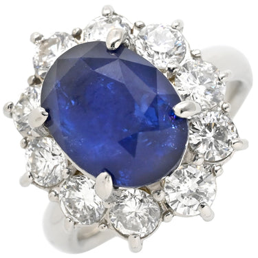 ノンブランド NON BRAND ブルーサファイア ダイヤリング プラチナシルバー Pt950 サファイア ダイヤモンド リング 指輪 青 スリランカ産 9号