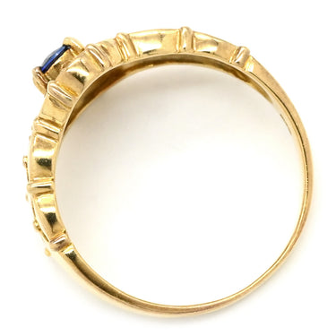 ノンブランド NON BRAND ブルーサファイア ダイヤリング イエローゴールド K18YG サファイア ダイヤモンド リング 指輪 青 18K 750 YG 11号