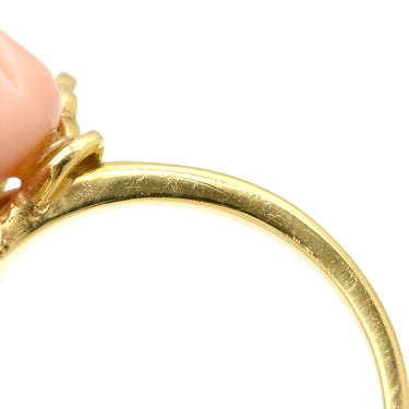 ノンブランド NON BRAND 珊瑚 エメラルド ルビー ダイヤ 薔薇モチーフ イエローゴールド K18YG 珊瑚 エメラルド ルビー ダイヤモンド リング 指輪 バラ ローズ 花 フラワー サンゴ ピンク 赤 緑 18K 750YG 18金 10号