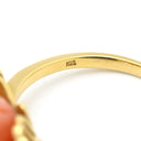 ノンブランド NON BRAND 珊瑚 エメラルド ルビー ダイヤ 薔薇モチーフ イエローゴールド K18YG 珊瑚 エメラルド ルビー ダイヤモンド リング 指輪 バラ ローズ 花 フラワー サンゴ ピンク 赤 緑 18K 750YG 18金 10号