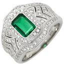 ノンブランド NON BRAND エメラルド ダイヤ プラチナシルバー×グリーン Pt900 エメラルド ダイヤモンド リング 指輪 グリーン 緑 カクテルリング パヴェダイヤ 10.5号