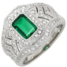 ノンブランド NON BRAND エメラルド ダイヤ プラチナシルバー×グリーン Pt900 エメラルド ダイヤモンド リング 指輪 グリーン 緑 カクテルリング パヴェダイヤ 10.5号