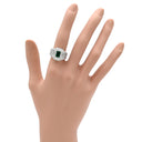 ノンブランド NON BRAND エメラルド ダイヤ プラチナシルバー×グリーン Pt900 エメラルド ダイヤモンド リング 指輪 グリーン 緑 カクテルリング パヴェダイヤ 10.5号