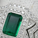 ノンブランド NON BRAND エメラルド ダイヤ プラチナシルバー×グリーン Pt900 エメラルド ダイヤモンド リング 指輪 グリーン 緑 カクテルリング パヴェダイヤ 10.5号