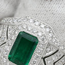 ノンブランド NON BRAND エメラルド ダイヤ プラチナシルバー×グリーン Pt900 エメラルド ダイヤモンド リング 指輪 グリーン 緑 カクテルリング パヴェダイヤ 10.5号