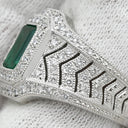 ノンブランド NON BRAND エメラルド ダイヤ プラチナシルバー×グリーン Pt900 エメラルド ダイヤモンド リング 指輪 グリーン 緑 カクテルリング パヴェダイヤ 10.5号