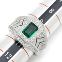 ノンブランド NON BRAND エメラルド ダイヤ プラチナシルバー×グリーン Pt900 エメラルド ダイヤモンド リング 指輪 グリーン 緑 カクテルリング パヴェダイヤ 10.5号