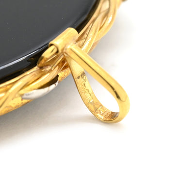 ノンブランド NON BRAND カメオ イエローゴールドXプラチナシルバー K18YG Pt900 メノウ ブローチ 彫刻 ペンダントトップ F.W.Klein