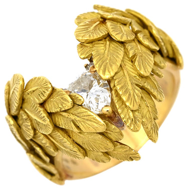 湧永ユキオ YUKIO WAKINAGA ダイヤリング イエローゴールド K18YG ダイヤモンド リング 指輪 羽根 翼 750AU 18金 15号