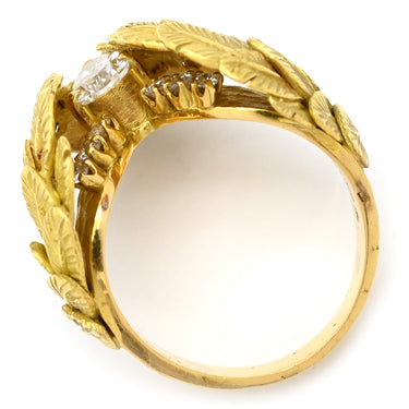 湧永ユキオ YUKIO WAKINAGA ダイヤリング イエローゴールド K18YG ダイヤモンド リング 指輪 羽根 翼 750AU 18金 15号