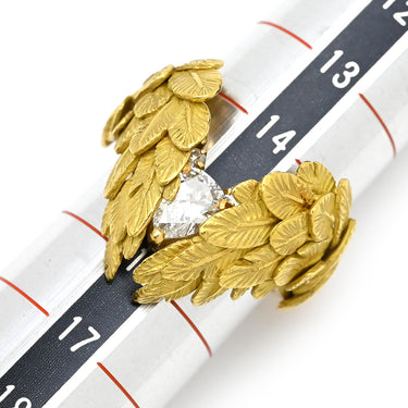 湧永ユキオ YUKIO WAKINAGA ダイヤリング イエローゴールド K18YG ダイヤモンド リング 指輪 羽根 翼 750AU 18金 15号