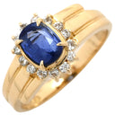 ノンブランド NON BRAND ブルーサファイア ダイヤリング イエローゴールド K18YG サファイア ダイヤモンド リング 指輪 青 18K 750 YG 9号