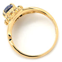 ノンブランド NON BRAND ブルーサファイア ダイヤリング イエローゴールド K18YG サファイア ダイヤモンド リング 指輪 青 18K 750 YG 9号