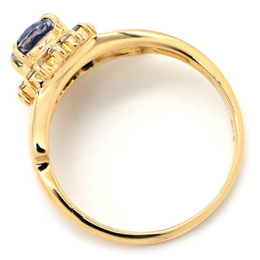 ノンブランド NON BRAND ブルーサファイア ダイヤリング イエローゴールド K18YG サファイア ダイヤモンド リング 指輪 青 18K 750 YG 9号