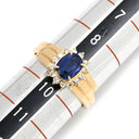 ノンブランド NON BRAND ブルーサファイア ダイヤリング イエローゴールド K18YG サファイア ダイヤモンド リング 指輪 青 18K 750 YG 9号