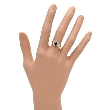 ノンブランド NON BRAND ブルーサファイア ダイヤリング イエローゴールド K18YG サファイア ダイヤモンド リング 指輪 青 18K 750 YG 9号