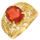 ノンブランド NON BRAND オパール ダイヤリング イエローゴールド K18YG オパール ダイヤモンド リング 指輪 オレンジ 16.5号