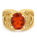 ノンブランド NON BRAND オパール ダイヤリング イエローゴールド K18YG オパール ダイヤモンド リング 指輪 オレンジ 16.5号