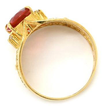 ノンブランド NON BRAND オパール ダイヤリング イエローゴールド K18YG オパール ダイヤモンド リング 指輪 オレンジ 16.5号